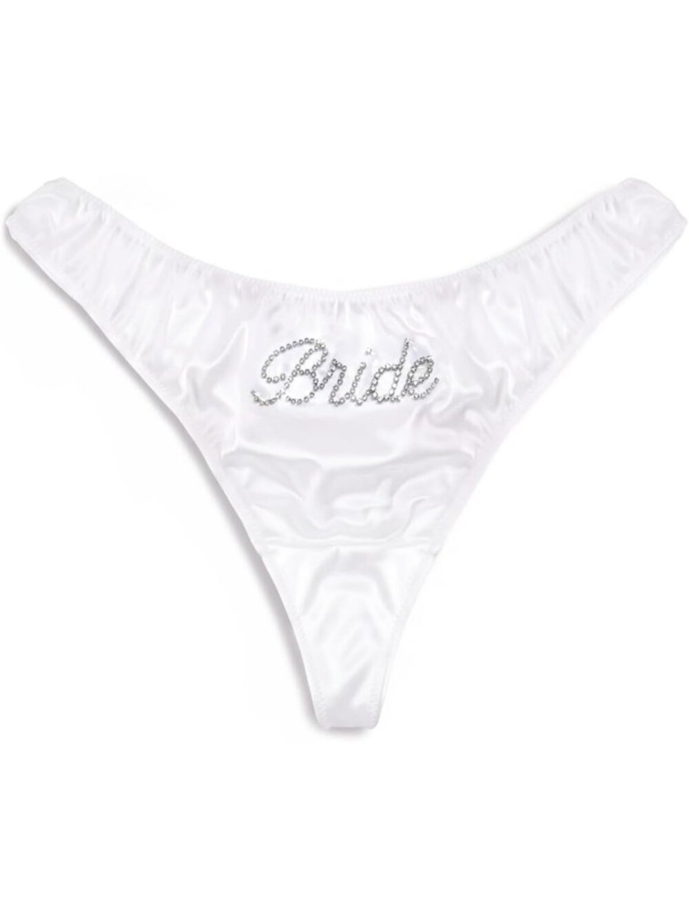 Satin Rhinestone Bride Thong - Ivory S/M/L | Bachelorette Party Favor, Bridal